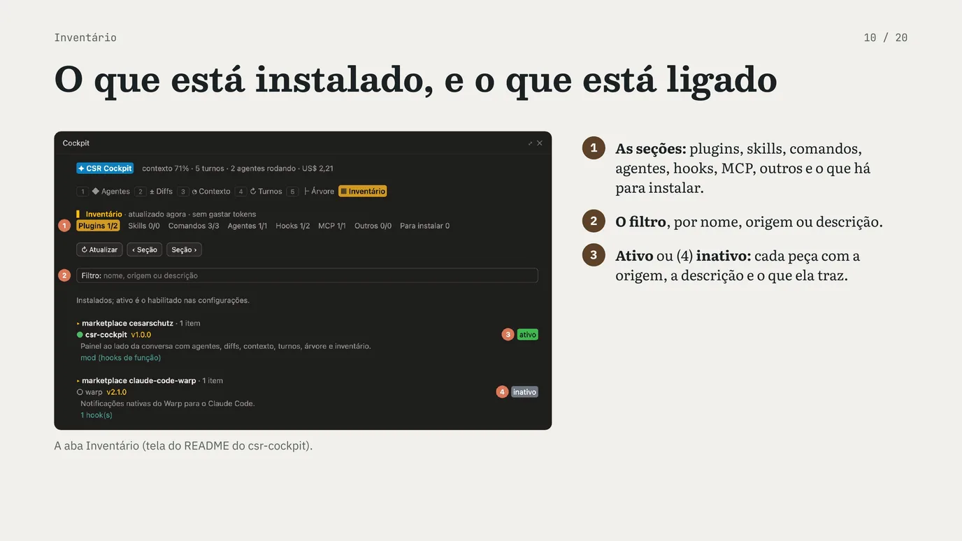 Slide 10 de 20: Um mod do Claude Code na prática, parte 2