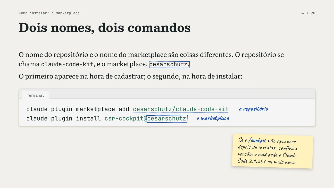 Slide 14 de 20: Um mod do Claude Code na prática, parte 2